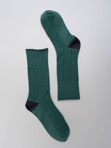 Custom Cable Knit Crew Socks with Contrast Toe for Casual Wear ODM Cotton Vintage Sock Manufacturer in Vietnam - Product Image 2