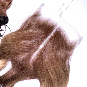 Cabello fino ondulado de bebé de la más alta calidad, color personalizado de cabello humano real con cierre y paquete al por mayor - Product Image 3