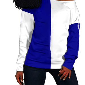 Sudadera de invierno para mujer, jersey con hombros descubiertos inspirado en la Hermandad griega, mangas largas caídas, técnicas de lavado ácido impresas para mujer - Product Image 3