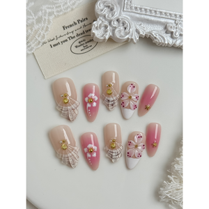 Uñas Postizas Sakura Shell Breeze con Diseño Elegante de Concha para Decoración de Uñas - Product Image 1