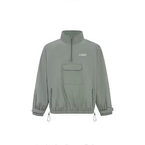 Logo personnalisé OEM Veste coupe-vent à capuche pour hommes Tissu respirant Hiver Sports de plein air Stand Fermeture à glissière Vêtements décontractés - Product Image 4