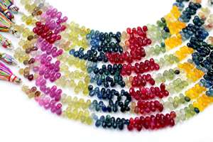 Cuentas sueltas de lágrima facetadas de zafiro múltiple, piedras preciosas naturales en forma de gota de 7,5 pulgadas para la fabricación de joyas - Product Image 6