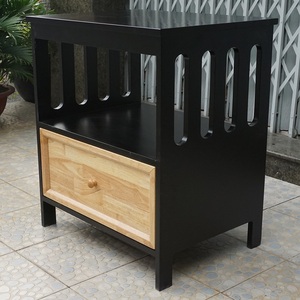 SFTDG020 Moderno Mueble de Dormitorio con 1 Cajón, Gabinete de Noche Negro con Diseño Elegante - Product Image 2