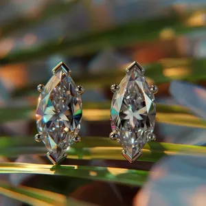 Pendientes de diamantes chapados en oro rosa hechos a mano de Marquise Lab, estilo Vintage certificado IGI para aniversario de boda de mujer, producto a granel - Product Image 2