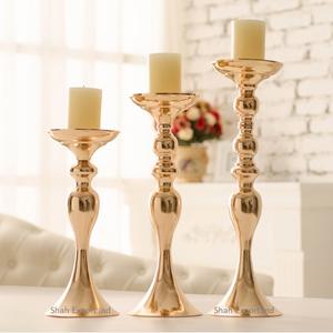 Portavelas de pilar de Metal chapado en oro clásico para Navidad para fiesta de boda y cena con velas Decoración de mesa - Product Image 1