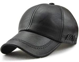 Casquette de golf de camionneur en cuir PU Casquette de baseball en plein air Baseball Snapback Chapeaux vierges Casquettes classiques en cuir noir solide - Product Image 6