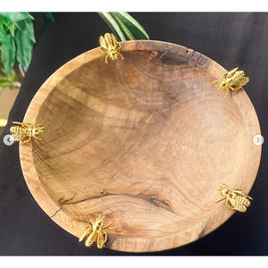 Vaisselle décorative moderne pour la maison-Bol en bois de qualité de luxe Accents métalliques Mariage écologique Convient Prix de gros - Product Image 3