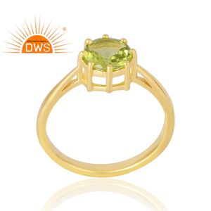 Latest Selling <b>925</b> Sterling <b>Silver</b> 18K Gold Plated Natural Peridot Gemstone <b>Ring</b> Prong for Certified Demi Fine Jewelry - Product Image 1