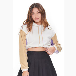 Pure Cotton Women's <b>Long</b> <b>Sleeve</b> Hooded Sweatshirt Soft <b>Crop</b> Top for Autumn Season for Daily Lounging or Streetwear - Product Image 1