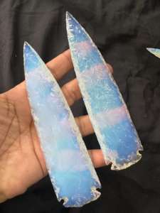 Punta de flecha grande, punta de flecha Opalite grande, punta de lanza de cristal tallada para decoración del hogar, Idea de regalo de cristal única - Product Image 3