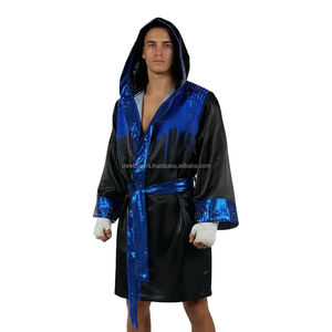 Peignoir de boxe à capuche en satin de qualité supérieure, équipement de boxe personnalisé, robe de cérémonie respirante, fournisseur en gros - Product Image 2