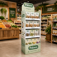 Support d'affichage au sol en carton ondulé personnalisé pour les compléments alimentaires biologiques, les aliments naturels, la vente au détail, présentoir en papier POP