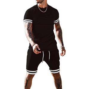 Conjunto de ropa deportiva personalizada para hombre que incluye camiseta transpirable y pantalones cortos con estilo atlético para hacer ejercicio y moda callejera - Product Image 4