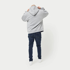 Sudadera con capucha de lana de poliéster de algodón de talla grande personalizada de alta calidad bolsillo de canguro/cremallera en relieve patrón sólido Puff - Product Image 6