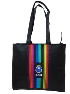 Bolsa de conferencia de oficina de yute impresa personalizada Hombro de patrón geométrico para eventos corporativos Ferias comerciales Promociones Logo Deal - Product Image 2