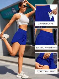 Pantalones cortos para mujer, pantalones cortos atléticos de cintura alta, pantalones cortos elásticos impermeables para gimnasio y entrenamiento con bolsillo para correr y Deportes - Product Image 5