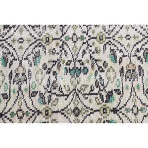 Tapis vintage 3,6x6,9 pieds, tapis turc, tapis blanc et bleu avec motifs de plantes et d'arbres - Product Image 5