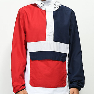 Veste coupe-vent d'hiver à col rond pour homme, vente chaude, nouveau design à blocs de couleur, fermeture éclair, décontractée, devant uni, revêtement teinté - Product Image 2