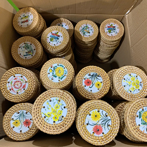 Plateau en rotin de haute qualité avec incrustation de perles, idéal pour transporter les aliments et les boissons et organiser la table, vente en gros au Vietnam - Product Image 6