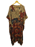 Luxe Sari Soie Caftan Doux Nuit Porter Maison Robe Jardin Robe Pour femme Taille Libre Caftan