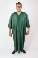Gandoura marocaine luxueuse en gabardine pour hommes, en vert, robes kaftan faites à la main, 10 OEM, lavables, traditionnelles, personnalisation acceptée