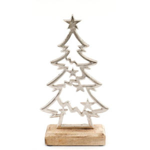 Sculpture d'arbre moderne en métal avec accent décoratif unique fabriqué à la main avec base en bois naturel pour un décor de table élégant pour la maison et le bureau - Product Image 6