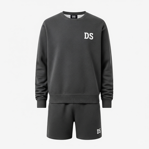 Haute qualité hommes Vintage solide polaire à manches courtes sweat ensemble court Logo personnalisable respirant saison d'hiver - Product Image 5