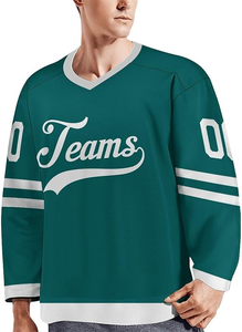Custom Ice Hockey Jersey Toronto Premium Quality Embroidery Team Name And Number Ice Hockey Green <b>Black</b> Two Tone Jersey - Product Image 2