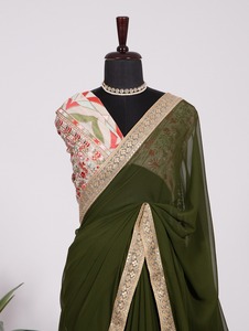 Georgette-vestido de boda de Color claro tradicional indio para mujer, novedad, 2022 - Product Image 6