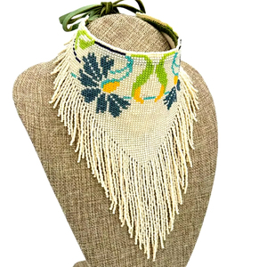 สร้อยคอลูกปัดเมล็ดพร้อมลูกปัดแก้วคริสตัลโคมไฟโดยงานฝีมือ HF - Product Image 1