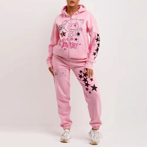 Conjunto Deportivo Informal de Invierno con Capucha y Cordón, Lavado Ácido, Transpirable, de Secado Rápido, 2 Piezas, Estilo Bomber, Holgado, Informal, Color Sólido - Product Image 2