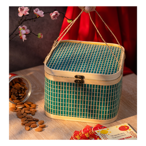 Panier tissé en bambou naturel avec des couleurs multi pour la décoration de partie de Tet - Product Image 6