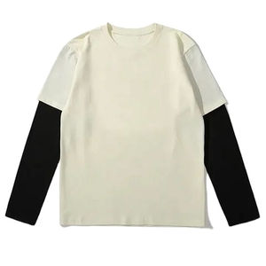 Camiseta informal de manga larga de sarga de 240gsm personalizada OEM para hombre con lavado ácido desteñido con piedra - Product Image 1