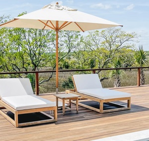 Chaise longue de style moderne en bois de teck massif pour l'extérieur Dossier réglable pour la piscine, le jardin ou les meubles d'hôtel - Product Image 2
