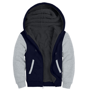 2026 New Design Fleece <b>Fur</b> Lined <b>Hoodie</b> Embroidery Warm Fluffy Varsity Style Jacket Hooded Sweatshirt Men Winter Heavy Jacket - Product Image 2