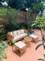 Conjunto de Sofás Seccionales de Ratán Inflables Económicos para Jardín, Decoración Moderna para Sala de Estar de Apartamento