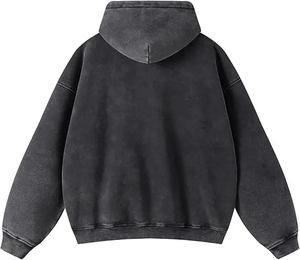 Sweat-shirts unisexes en molleton 380GSM personnalisés, poids lourd, vintage, fermeture éclair, coupe régulière, lavage à l'acide, respirant, coupe-vent, 100% coton - Product Image 5