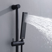 Juego de Grifos de Ducha y Bañera Negro Mate con LED Termostático, Sistema de Ducha de Techo de 14 x 20 Pulgadas con Cabezal de Cascada y Lluvia