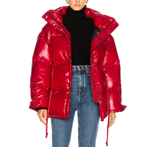 Nouveauté 2022, veste d'hiver pour femme, couleur unie, brillante, fermeture éclair, surdimensionnée, matelassée, en toile, bomber, bulle, rembourrage, grande taille - Product Image 1