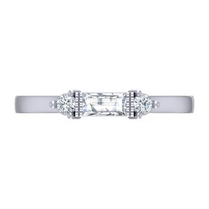 Lurba Jewels 0.12 CTW Lab Grown Diamond Baguette Cut Three Stone <b>Ring</b> Solid 14K White Gold Vintage Engagement Anniversary - Product Image 1