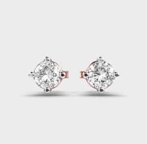 IGI Certified Round Brilliant Lab Grown Diamond Stud <b>Earrings</b> 14K Rose / Yellow / White Gold 4 Prong Solitaire Diamond <b>Earrings</b> - Product Image 1