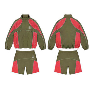 Chaqueta cortavientos informal de fabricante pakistaní, conjunto de chándal cortavientos de dos piezas con pantalones cortos - Product Image 5