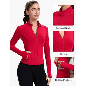 Veste de sport extensible pour femme, haut de yoga léger, fermeture éclair intégrale, vêtements d'entraînement doux, mélange de nylon et de spandex confortable - Product Image 4