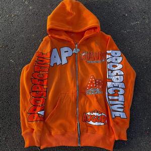 Sweat à capuche zippé surdimensionné en molleton épais avec strass pour homme – Veste d'hiver personnalisée de haute qualité - Product Image 6