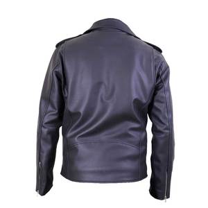 Blouson moto en cuir PU pour homme avec fermeture éclair et ceinture, coupe classique, couleur unie, style motard, pour l'automne et l'hiver - Product Image 4