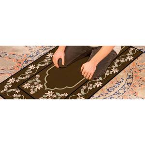 Tapis de prière marron floral : Tapis islamique imprimé spirituel, avec poils doux - Product Image 4