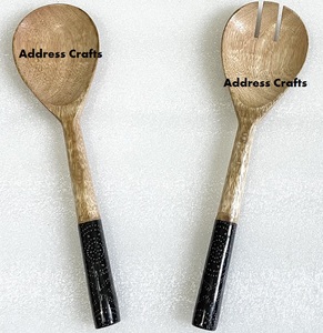 Dernier modèle Ensembles de service à salade en bois avec manche en résine Ensemble de service en bois d'acacia fait à la main Ustensiles de cuisine Vaisselle Ensembles de service - Product Image 5