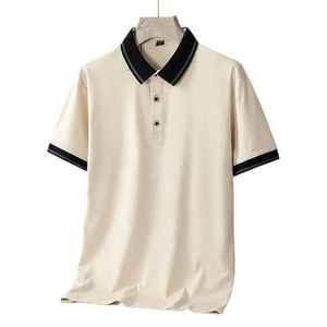 TFETTERS Tendencias de Verano 2025 Polo de Algodón de Lujo de Alta Calidad para Hombre con Cuello Patchwork y Mangas Cortas Tallas Grandes - Product Image 1