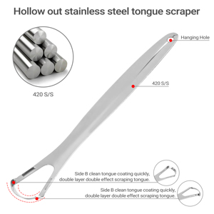 Nettoyeur de langue de soins personnels en acier inoxydable Produit d'hygiène de la langue grattoir de langue à usage domestique utile - Product Image 5