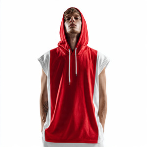 Loose Fit Cut Shoulder <b>Sleeveless</b> <b>Hoodie</b> Men Workout Fitness Wear <b>Hoodie</b> Singlet Tops Gym Exercise <b>Sleeveless</b> Hood Tops - Product Image 3
